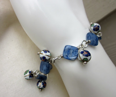 Cloisonne and Kyanite artisan bracelet by Honey from the Bee