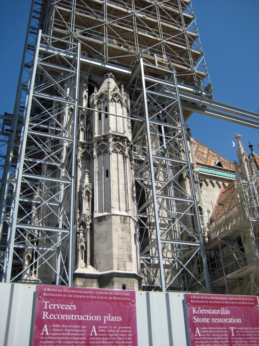 Matyas Church tower in scaffolding, Budapest, Hungary
