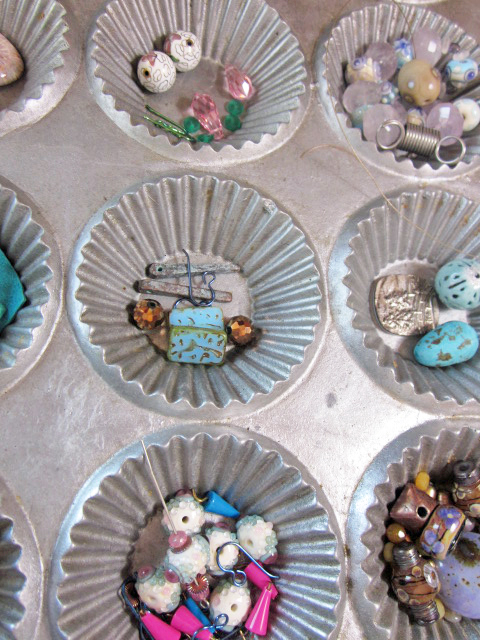 Muffin Tin filled with beads