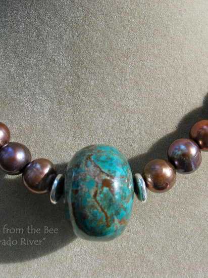Turquoise and brown pearl necklace