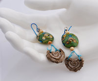 Green and White Artisan Earrings, copyright Honey from the Bee