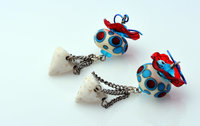 Circus inspired artisan earrings, copyright Honey from the Bee