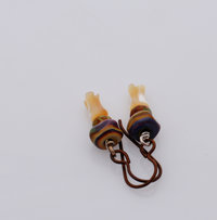 Mother of Pearl earrings with lampwork, copyright Honey from the Bee