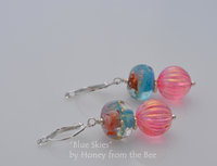 Pink and sky blue earrings