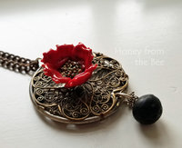 Red poppy artisan necklace
