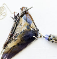 Amethyst Sage Agate with sterling silver branch decorating the top of this art pendant necklace