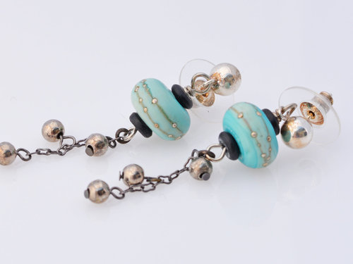 Silver and Aqua Earrings, copyright Honey from the Bee