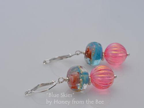 Pink and sky blue earrings