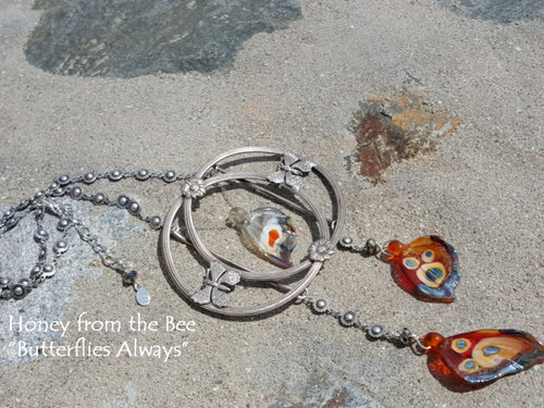 One of a kind art necklace for butterfly lovers