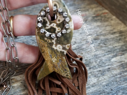 leather and crystal pendant