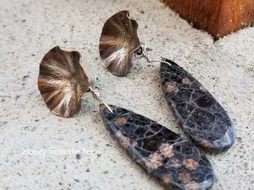 Snowflake Obsidian earrings