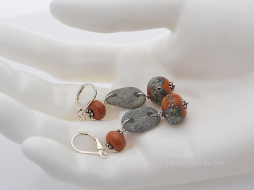 River Stone and Canyon Echoes lampwork earrings