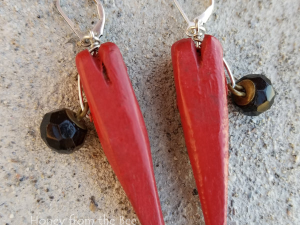 Rustic Red Heart earrings