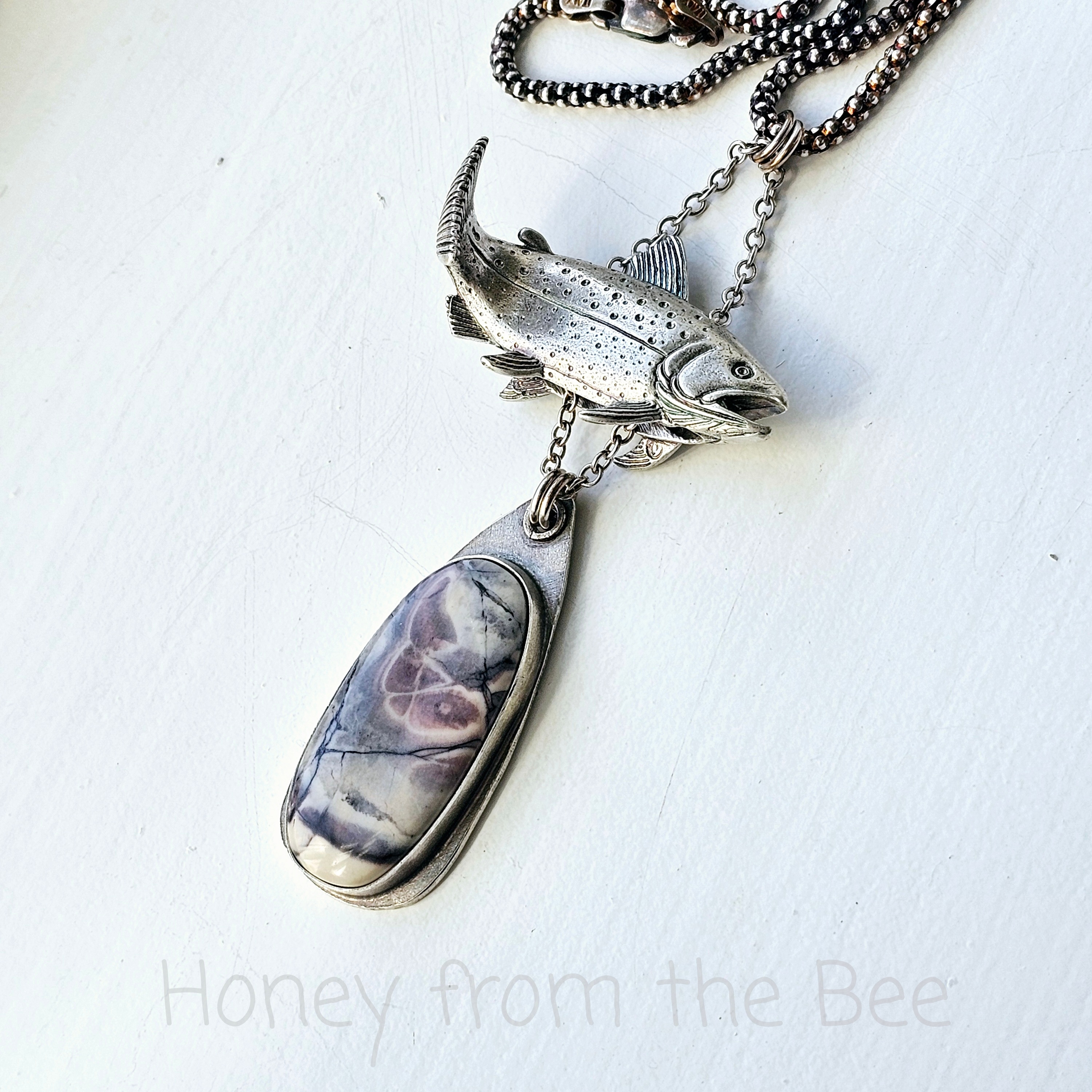 Sterling Silver and Porcelain Jasper Necklace honoring Olympic National Park