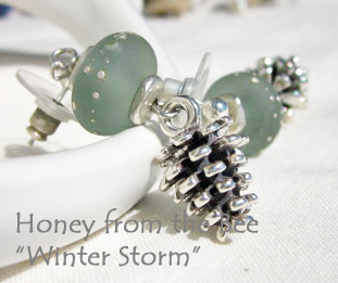 Lampwork and sterling silver pinecone earrings