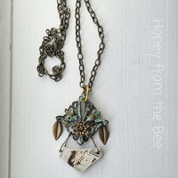 Sea Pottery necklace with brass filigree
