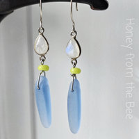 Moonstone earrings in blue and green