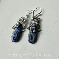 Blue gemstone earrings with crystals