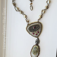 Winter necklace in white, green and red