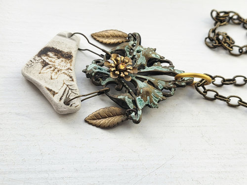 Autumn necklace in mixed media