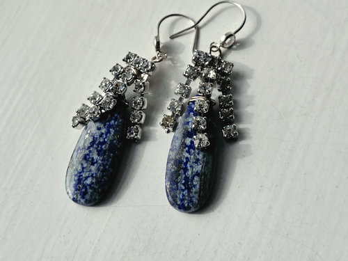 Blue gemstone earrings with crystals