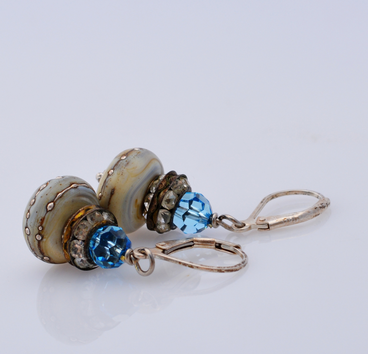 Lampwork and Crystal Earrings by Honey from the Bee