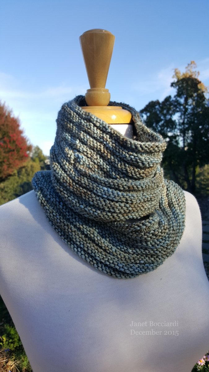 Arbutus cowl scarf in Madelinetosh DK Cove