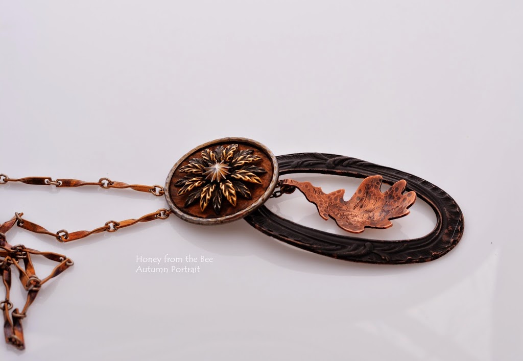 Mixed Media Forged Copper leaf pendant