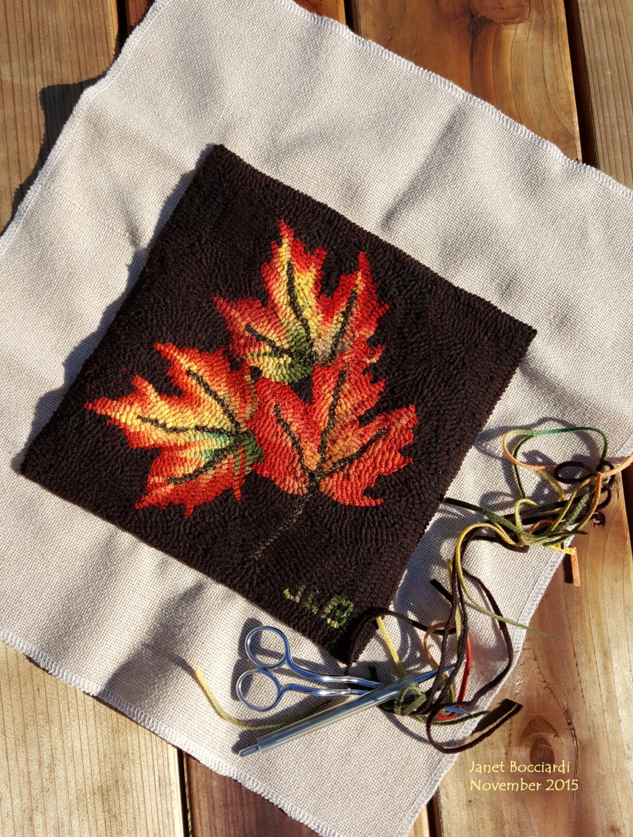 Autumn leaves hooked hot pad