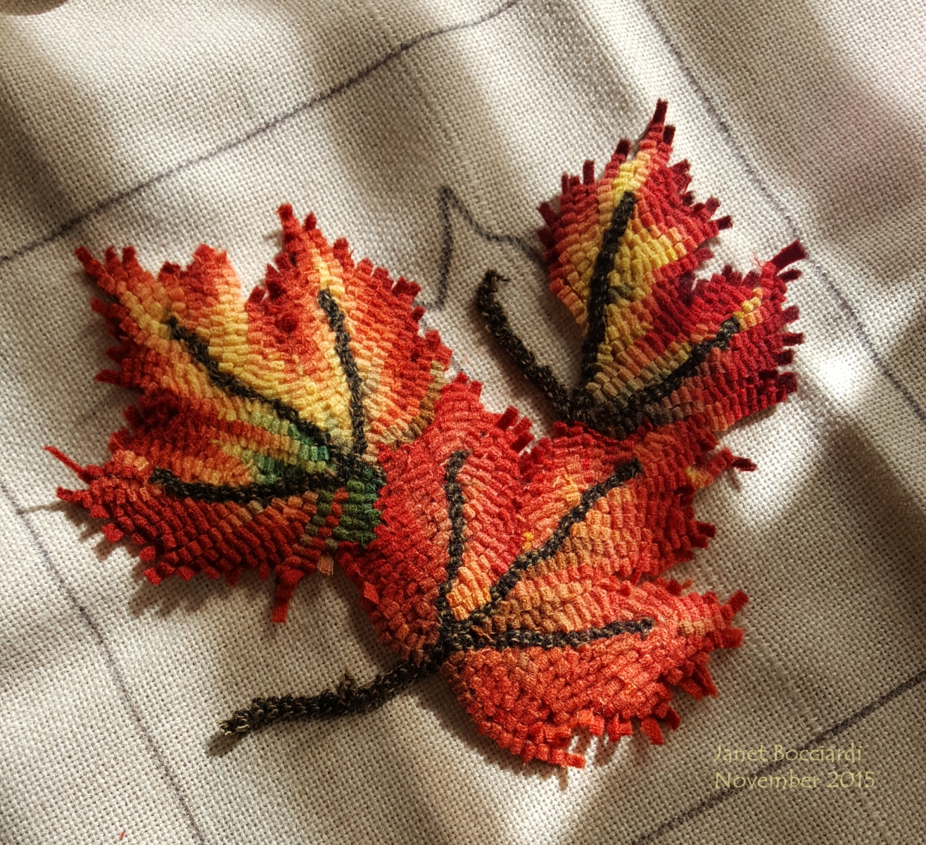 Autumn leaves hooked rug