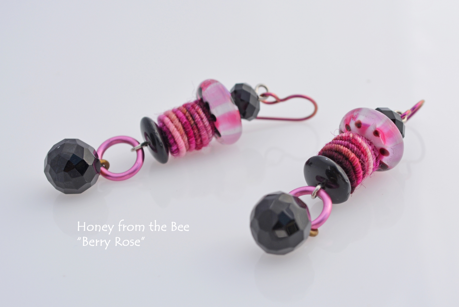 Berry and Black Boho style earrings