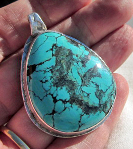 Turquoise and Silver pendant by Honey from the Bee