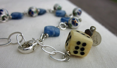 Cloisonne and Kyanite artisan bracelet by Honey from the Bee