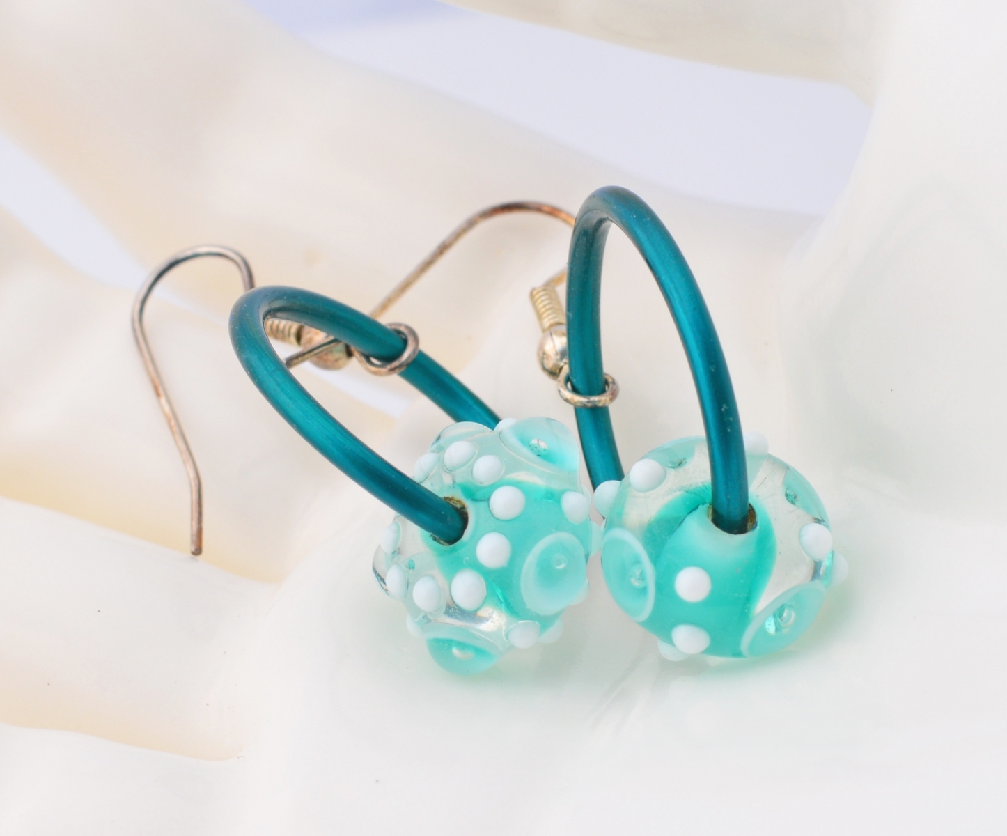 Teal Lampwork earrings by Honey from the Bee