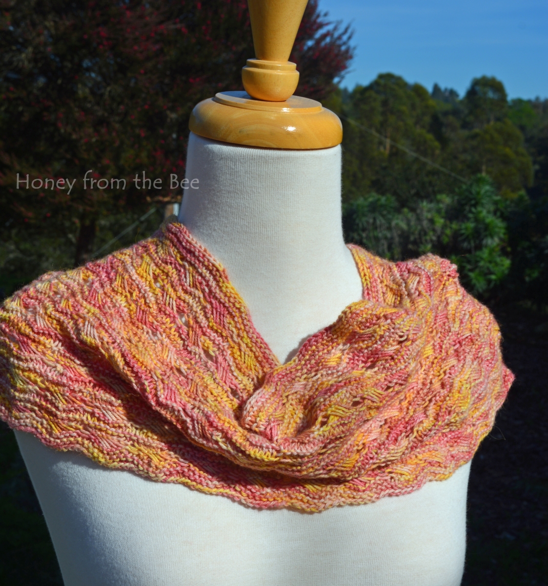Yellow and Pink Lace Cowl