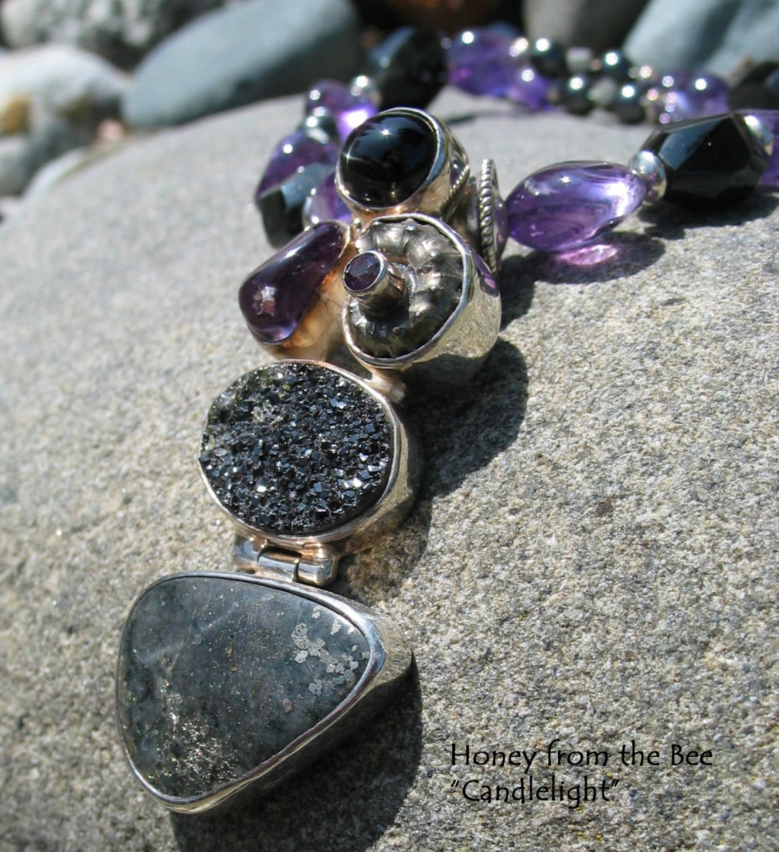 Amethyst, Drusy and Ammonite Statement Necklace