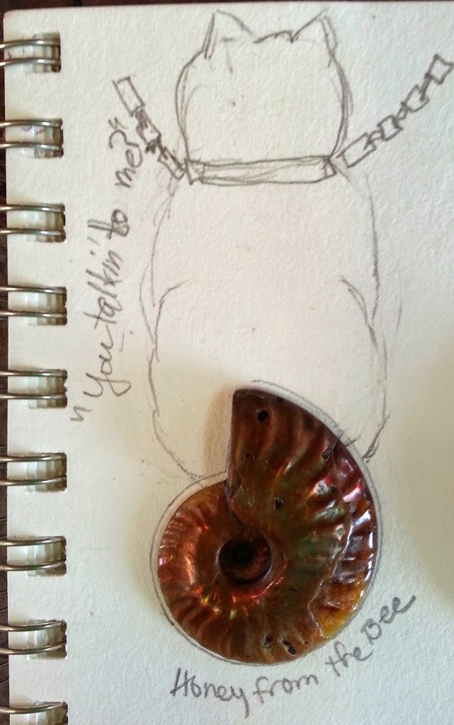Sketch of cat pendant by Honey from the Bee