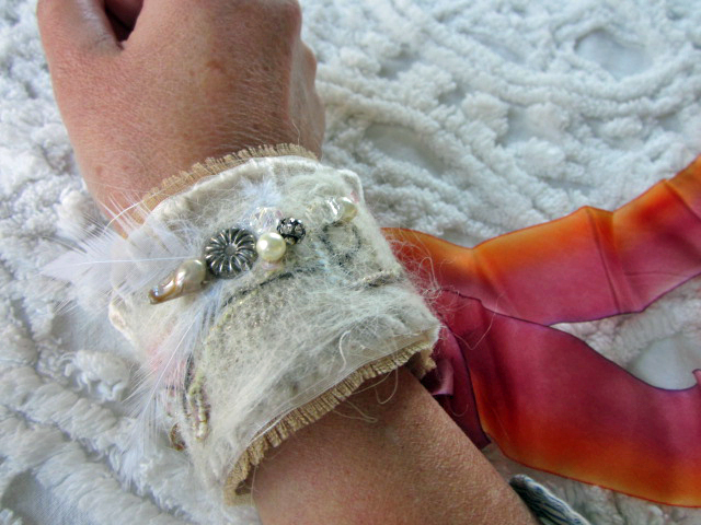 Celestial Cuff - fiber art bracelet