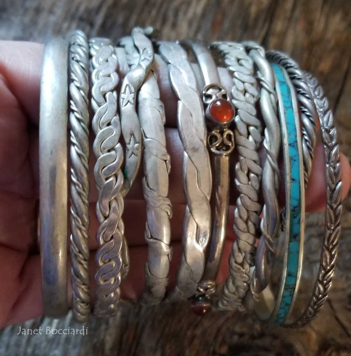 Collection of Mexican Sterling silver bangles