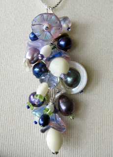 Blue and Purple bouquet bridesmaid necklace by Honey from the Bee