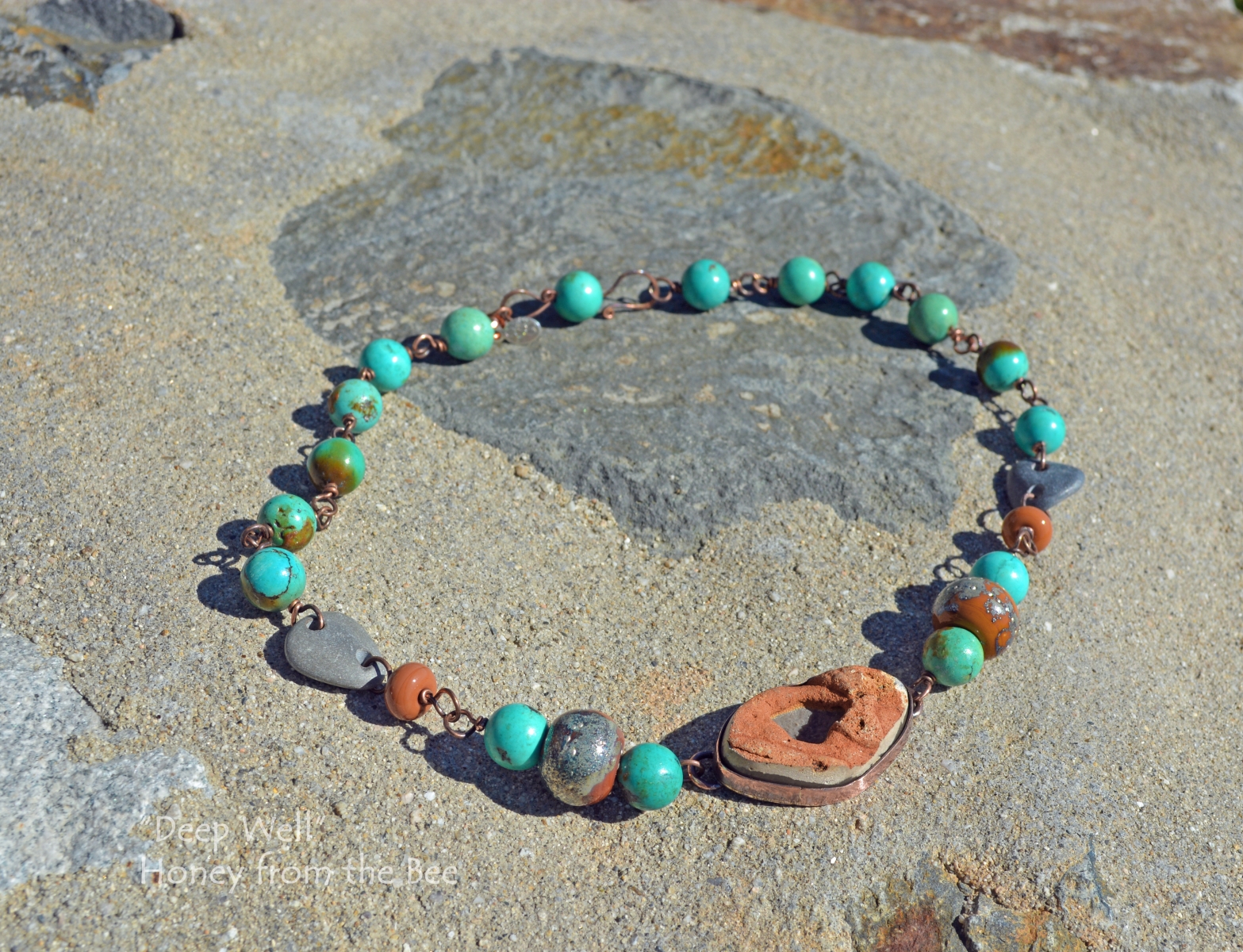 Rustic Turquoise artisan necklace