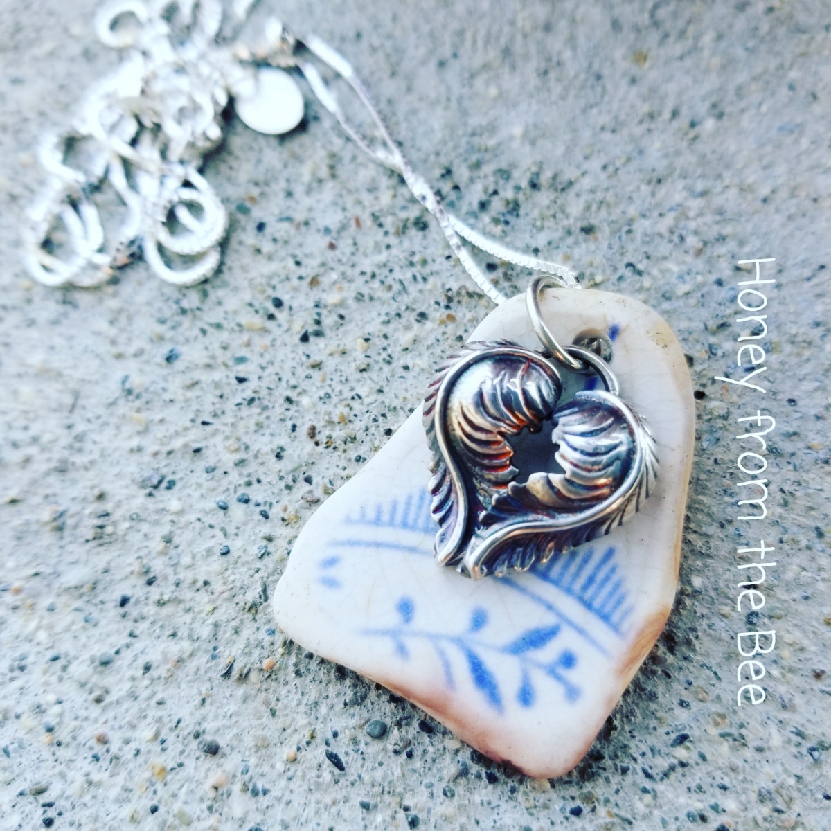 Sea Pottery Heart Pendant