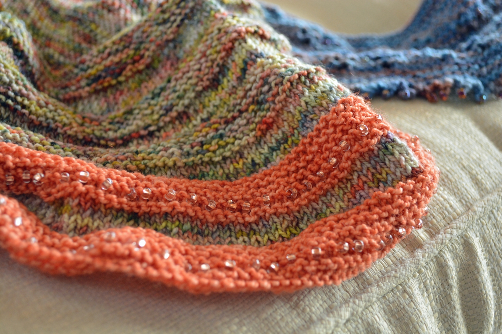 Frieda scarf, Koigu wool with beads
