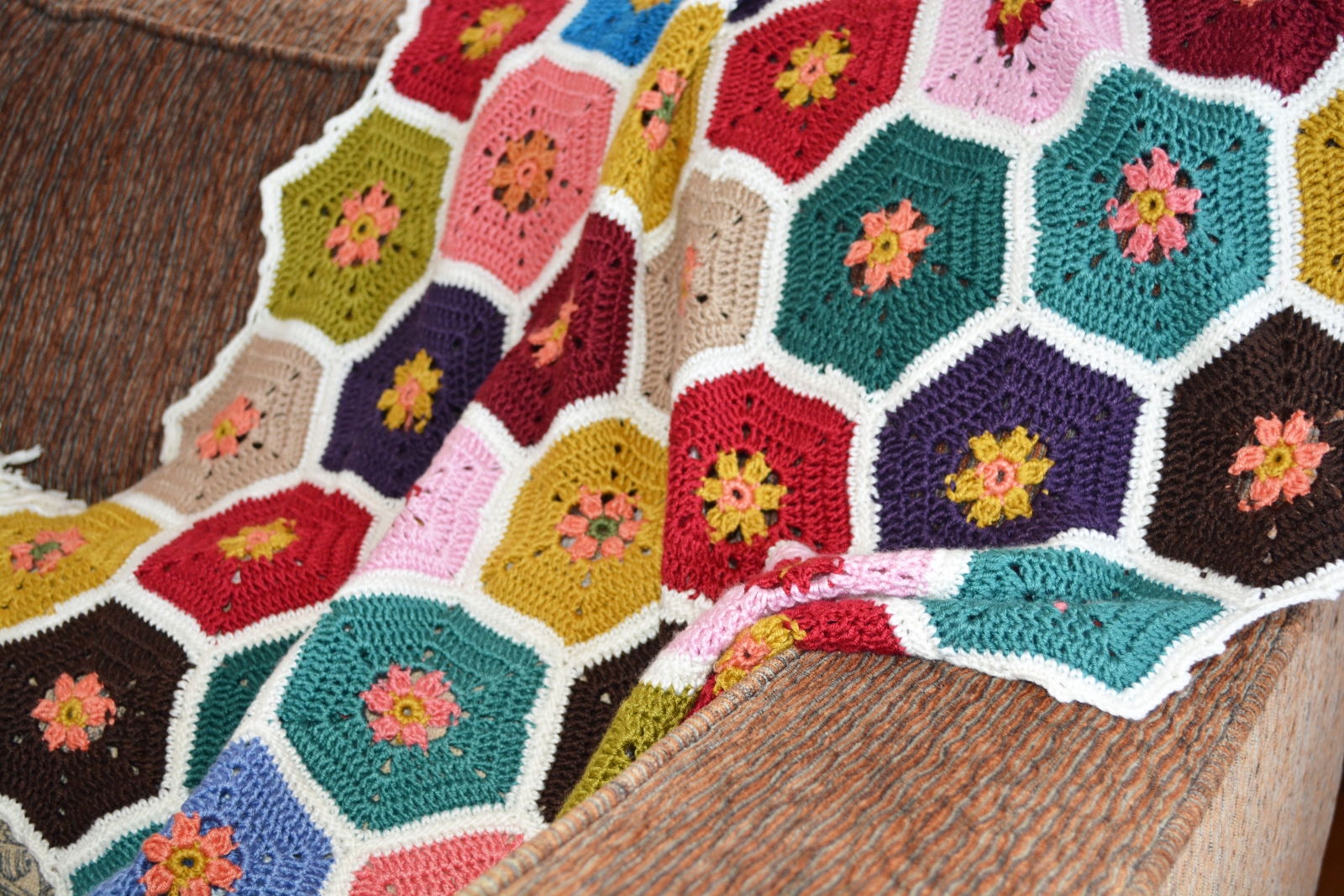 Crocheted Honeycomb Afghan