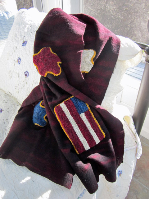 Stars and Stripes wool hooked scarf