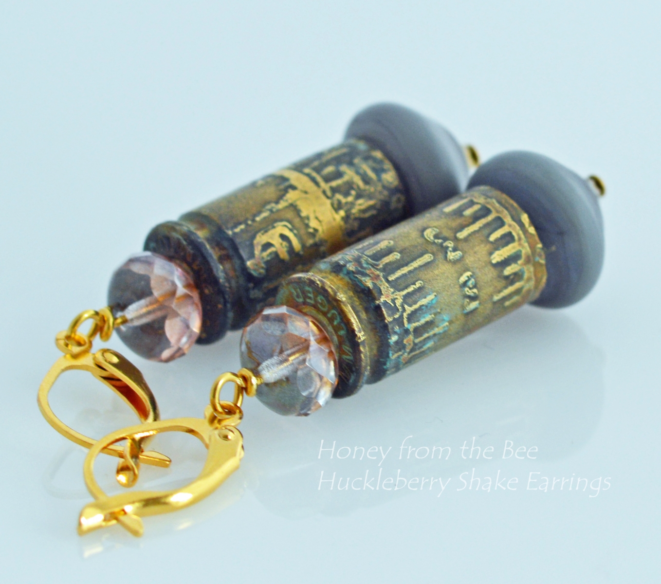 Purple Bullet Casing earrings by Honey from the Bee