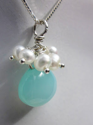 Chalcedony and Pearl pendant by Honey from the Bee