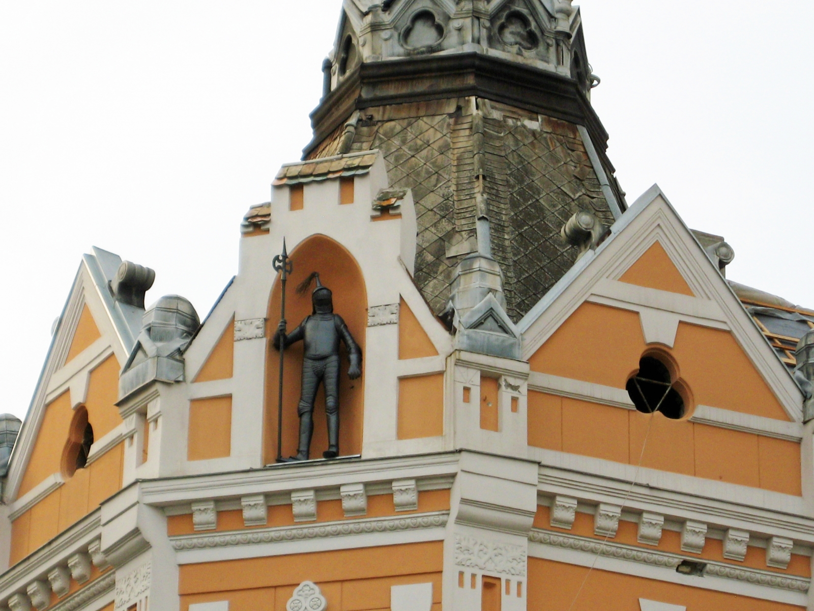 Knight on building on Dunavska St, Novi Sad, Serbia