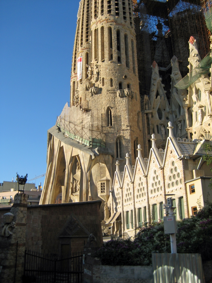 New and old,  La Sagrada Familia, Barcelona, Spain