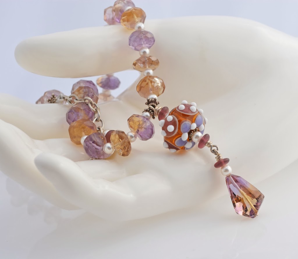 Ametrine and Pearl statement necklace